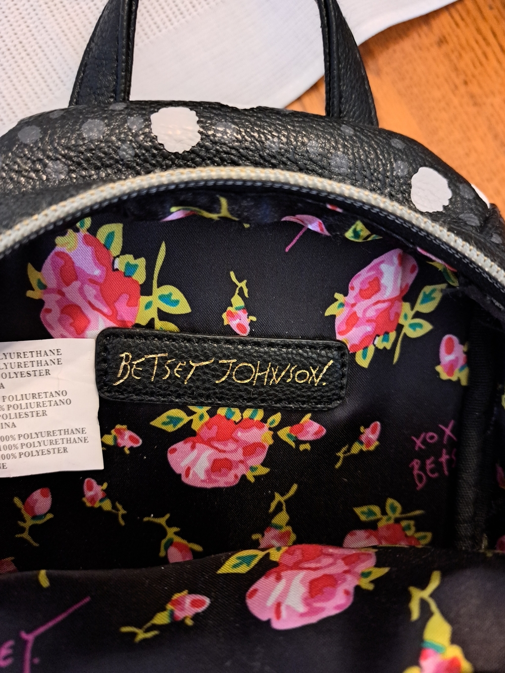 🔥2/$25🔥Betsey Johnson Black & White Polka Dot Mini Crossbody Backpack - Picture 2 of 7